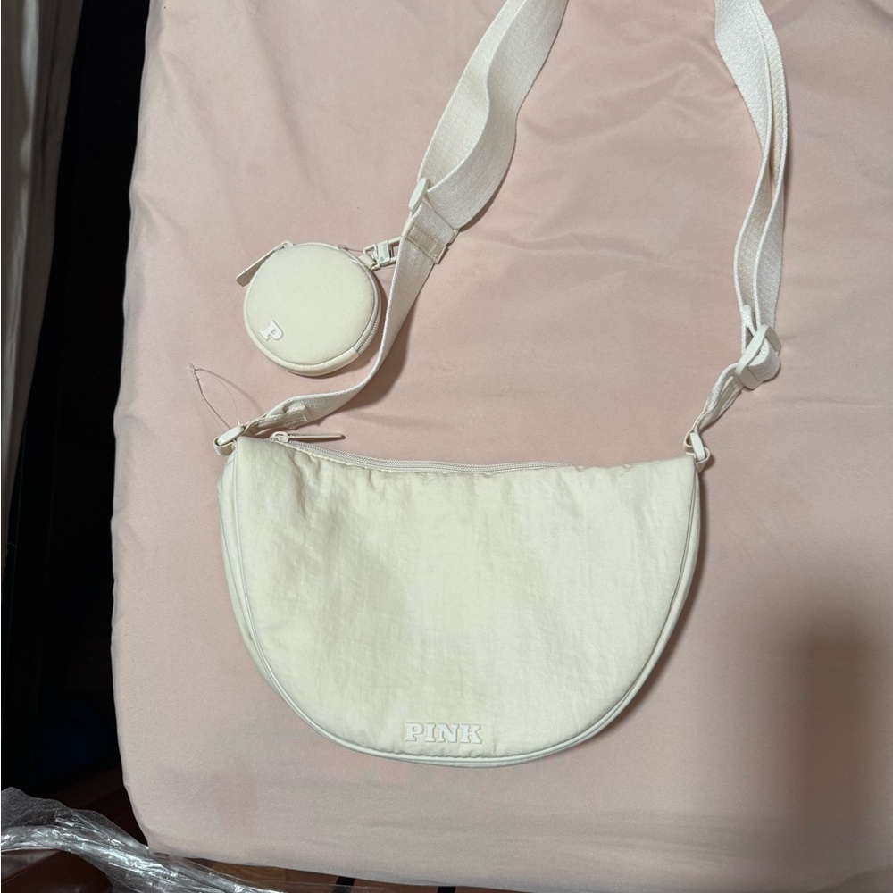 PINK Victoria's Secret Cream Crescent Crossbody Bag